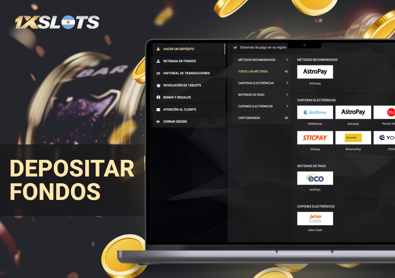 Métodos de pago disponibles para hacer un depositar en 1xslots